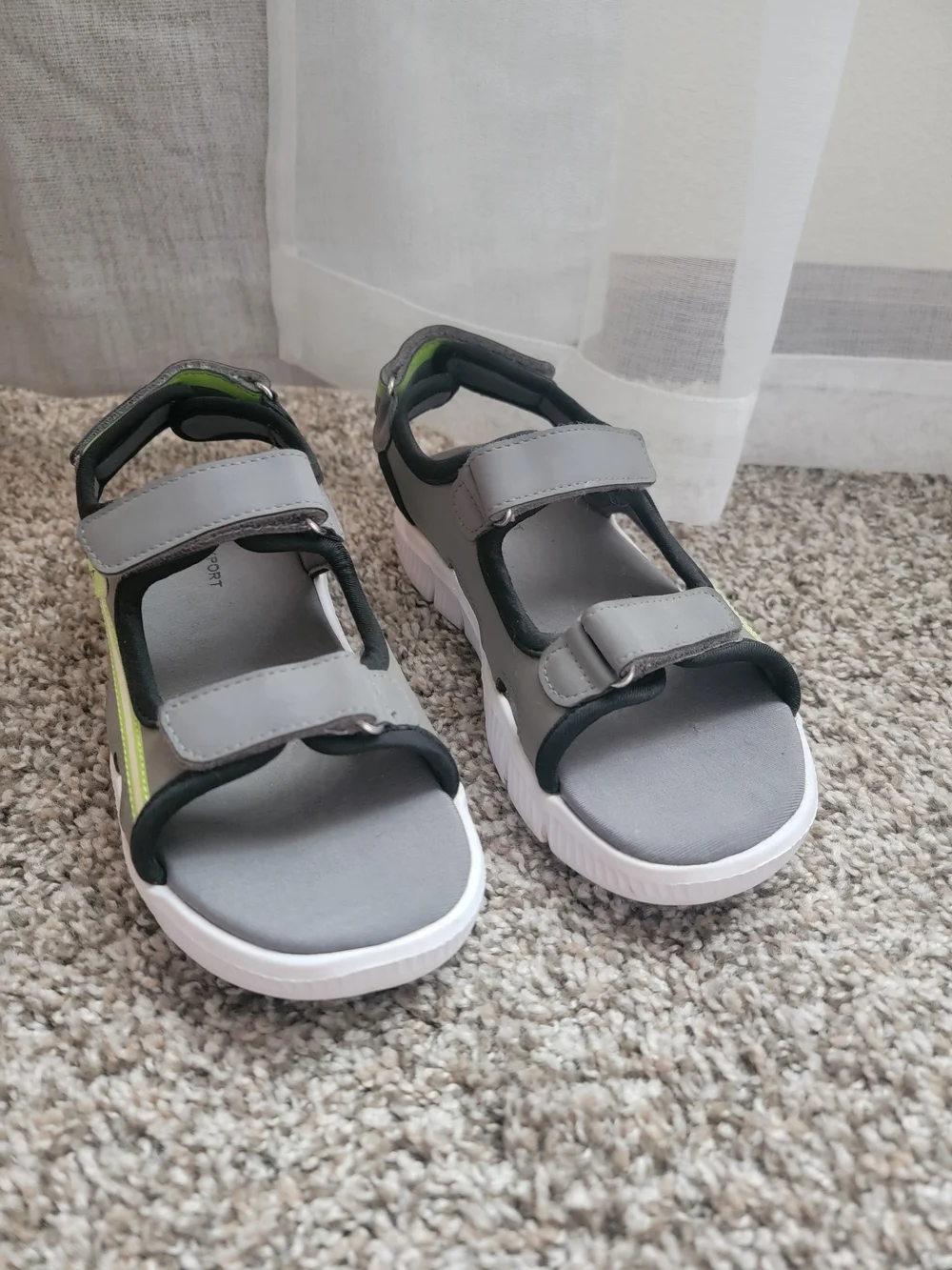 Rockport Kids Gray and Lime Velcro Sport Sandals